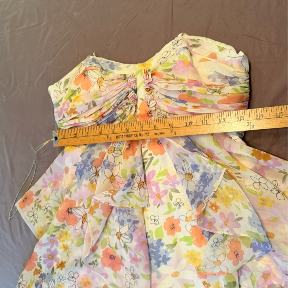 JILL STUART Floral Sweetheart Strapless Mini Dress with Ruffles Size 2/XS $228 - Picture 10 of 13